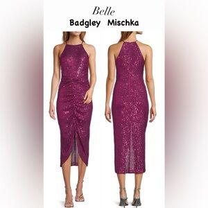 Belle by Badgley Mischka Isabella Sequin Mock Neck
Sleeveless Pencil Dress Sz 8